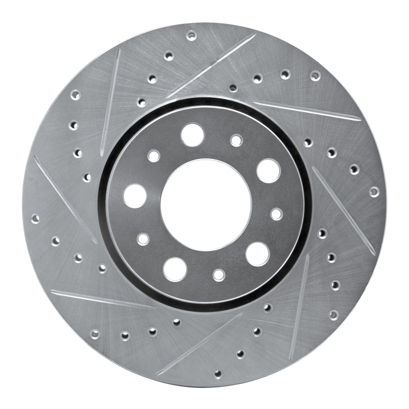 Volvo S80 Brake Rotor (1) - Front Left - R1 Concepts - Drilled & Slotted - Silver - `99-`09